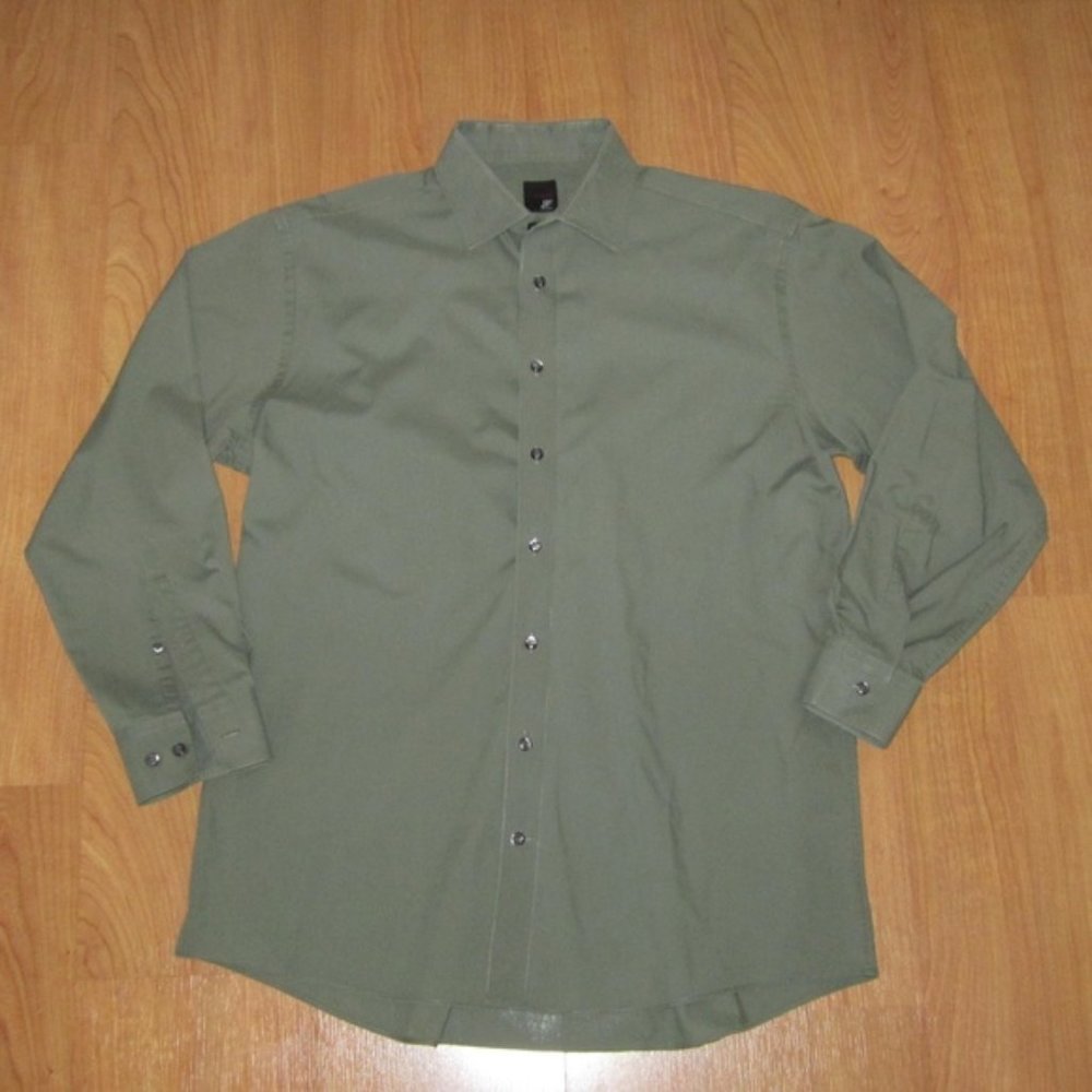 J. Ferrer khaki green long sleeve dress shirt - size large